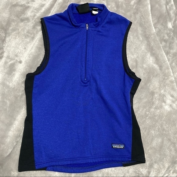 Patagonia Polartec Regulator Sleeveless Pullover Half Zip Vest Blue & Black S - Picture 1 of 8